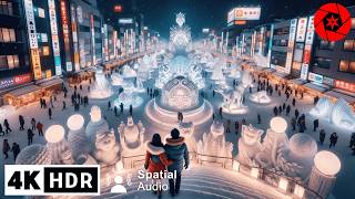 Exploring Japan’s Largest Snow Festival Night Walk  4K HDR [upl. by Ontina]