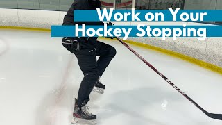 How To Hockey Stop Beginner Adult Hockey Lessons [upl. by Papotto641]