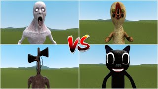 SCP173 VS SCP096 VS SIREN HEAD VS CARTOON CAT in Garrys Mod [upl. by Pierpont]