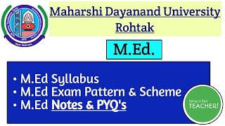 MDU MEd Syllabus Semester  1234  Maharshi Dayanand University Rothak [upl. by Adil42]