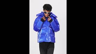 KARL LAGERFELD RELAXED Shiny Puffer Winter Jacket Hooded Glossy Blue Men  Zalando [upl. by Norted272]