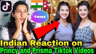 INDIAN reaction on Nepal  Princy and Prisma Tik tok Videos  Crazzy Pikku twinnygirlstiktok [upl. by Hathaway727]