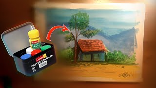 How to make a drawing with poster colour for beginners  by vikascanvasimagination [upl. by Viehmann589]