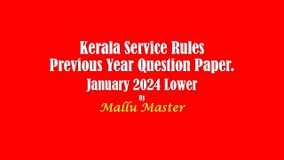 KSR Previous Year Question Paper January 2024 Lower [upl. by Marla]