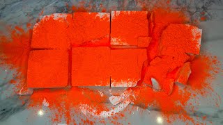 Crunchy Blocks Covered in Orange  Oddly Satisfying  ASMR  Gym Chalk Crushing [upl. by Shwalb]