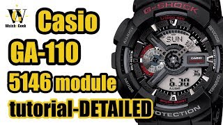 GA 110 G shock Casio  module 5146  review amp detailed tutorial on how to setup and use EVERYTHING [upl. by Anauq927]