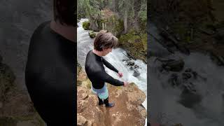 MASSIVE GAINER INTO RAGING WATERFALL adrenaline flips adrenalinejunkie sendit cliffjumping [upl. by Traci]