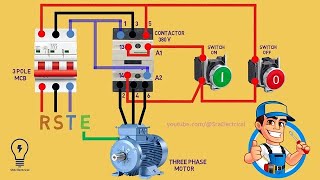 3 phase motor starter Control overload Wiring diagram [upl. by Onidranreb]