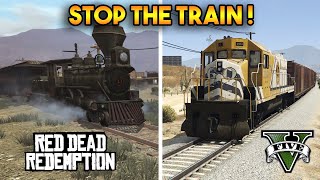 GTA 5 TRAIN VS RDR 1 TRAIN CAN YOU STOP THE TRAIN [upl. by Laurentium]