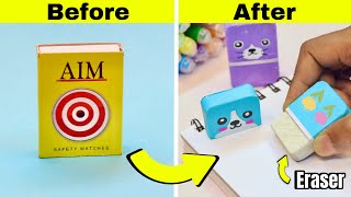 DIY Cute Eraser box with matchbox  How to make cute eraser from matchbox  Matchbox craft [upl. by Avner]