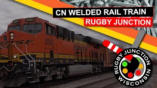 CN Continuously Welded Rail Train at Rugby Junction WI [upl. by Deehsar]