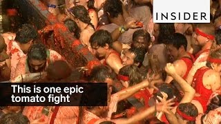 This is one epic tomato fight [upl. by Anna-Diana]