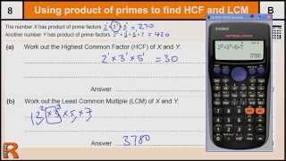 Product of primes to find HCF and LCM GCSE Maths revision Exam paper practice [upl. by Airetal219]