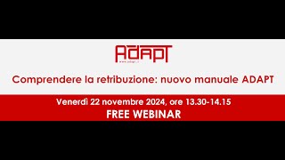 Comprendere la retribuzione presentazione del nuovo manuale ADAPT [upl. by Tima]