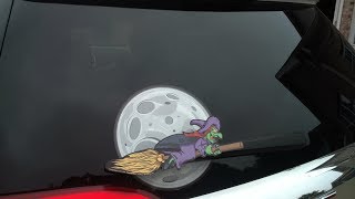 Halloween WiperTags attach to rear vehicle wipers  skeleton witch vampire bat and more [upl. by Yuht]