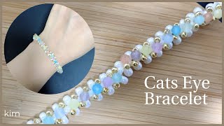 Cats Eye Bracelet 캣츠아이묘안석猫眼石 How to make a Beads bracelet [upl. by Ion]