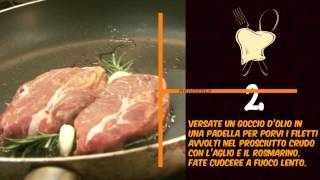 Video ricetta Filetto di manzo arrotolato nel prosciutto crudo con aglio e cognac [upl. by Ibur]