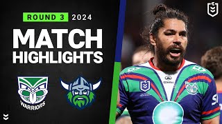 NRL 2024  Warriors v Raiders  Match Highlights [upl. by Eydie]