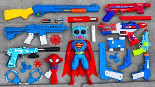 Superman Action Series Guns amp Equipment Realistic AR Gun Scar Spider Man MP40 Revolvers Handcuff [upl. by Valene388]