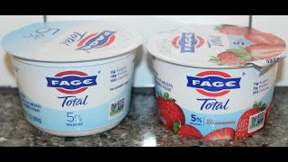 Fage Total 5 Milkfat Yogurt Original and with Strawberry Review [upl. by Andris]