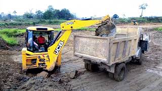 jcb 3dx 4x4 backhoe super loading sk tata truck  JCB dumper truck video [upl. by Anet]