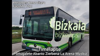 Bizkaibus  Timelapse Línea 3321 PortugaleteAbando ZierbenaLa ArenaMuskiz [upl. by Ansev714]