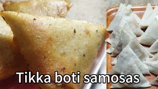 Tikka Boti Samosas  recipe by Surkhabs kitchen [upl. by Asilanom880]