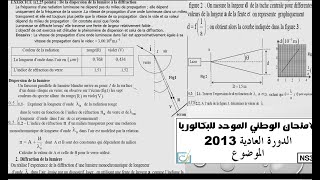 Exercice des onde lumineuse dispersion de la lumière et la diffraction de la lumière 2bac [upl. by Narual]