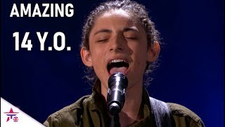 Benicio Bryant 14 YO Writes An OriginalLeaves Simon Speechless  Americas Got Talent 2019 [upl. by Aratahs]