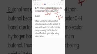 Why is there a significant difference in the boiling points of butanal and butanol aldehydesketone [upl. by Nonnag]