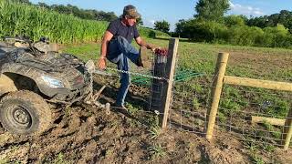 StretchingTightening Woven Wire Fence [upl. by Leak113]