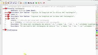 PSeInt  Área y Perímetro de un Rectángulo [upl. by Ennair633]