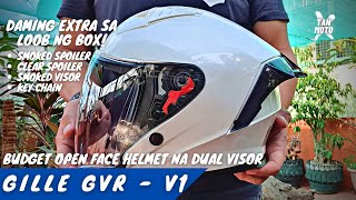 GILLE GVR  V1 Dual Visor Open Face Helmet  Unboxing  Quick Look  Spoiler Installation [upl. by Westfahl]