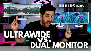 Ultrawide vs Dual Monitor  Qual o melhor Setup de Monitores  Philips 498P9 Review [upl. by Rehpitsirhc]