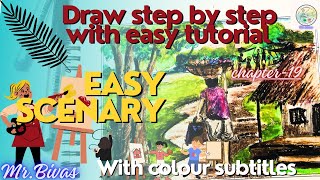 🎨✨Nature scenary Drawing For biginnerforest drawing Easy [upl. by Cung]