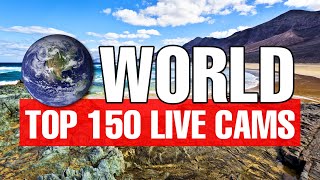 🔴 150 TOP LIVE CAMS around the world with relaxing music ☕  SkylineWebcams [upl. by Pierson]