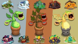 Potbelly  All Islands Sounds and Animations  My Singing Monsters Common Rare and Epic [upl. by Duff]