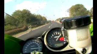 Kawasaki ZX9R Ninja onboard Top Speed Acceleration 300kmh wheelie [upl. by Gianina]