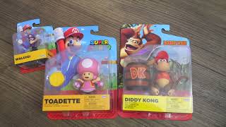 6 NEW Super Mario figures by Jakks Pacific Toadette Donkey Kong Diddy Kong Waluigi Cat Toad [upl. by Anelav]