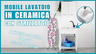 Mobile LAVATOIO Ceramica 60 x 60 x H 88 ATHENA Design Bianco per Lavanderia Domestica [upl. by Emil552]