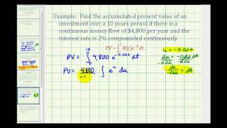 Ex Present Value of Continuous Money Flow [upl. by Ahsinyt237]