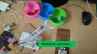 MeArm 2 Coloured Block Sorting using Arduino and TCS3200 Colour Sensor [upl. by Nithsa583]