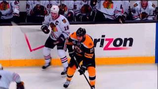 Milan Lucic Rocks Jonathan Toews with the Big Hit June 17 2013 HD Game 3 Stanley Cup Finals [upl. by Deevan]