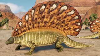 6 Edaphosaurus vs 3 Dimetrodon  JWE 2 Mods 4K 60FPS [upl. by Nnairrek]