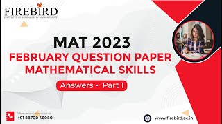 Feb MAT MBA 2023  MATHEMATICAL SKILLS Part 1 QampA mat2023 febmat2023 [upl. by Navad]