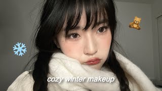 Cozy Winter Makeup Tutorial ❄️🧸🤍 [upl. by Cirde]