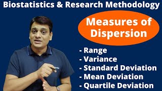 Part 11 Measures of Dispersion  Range Standard Deviation  Biostatistics amp Research Methodology [upl. by Elbam]