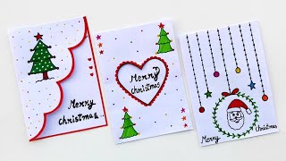 3 Easy amp Beautiful white paper christmas Card makingDIY Merry Christmas greeting cardHandmade card [upl. by Onida]