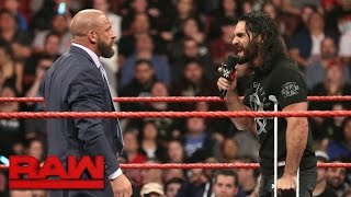 Seth Rollins signs Triple Hs Hold Harmless Agreement Raw March 27 2017 [upl. by Anauqahs386]