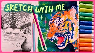 SKETCH WITH ME ☻ Trying Arrtx Sketching Pencils amp Acrylic Markers [upl. by Hanah]